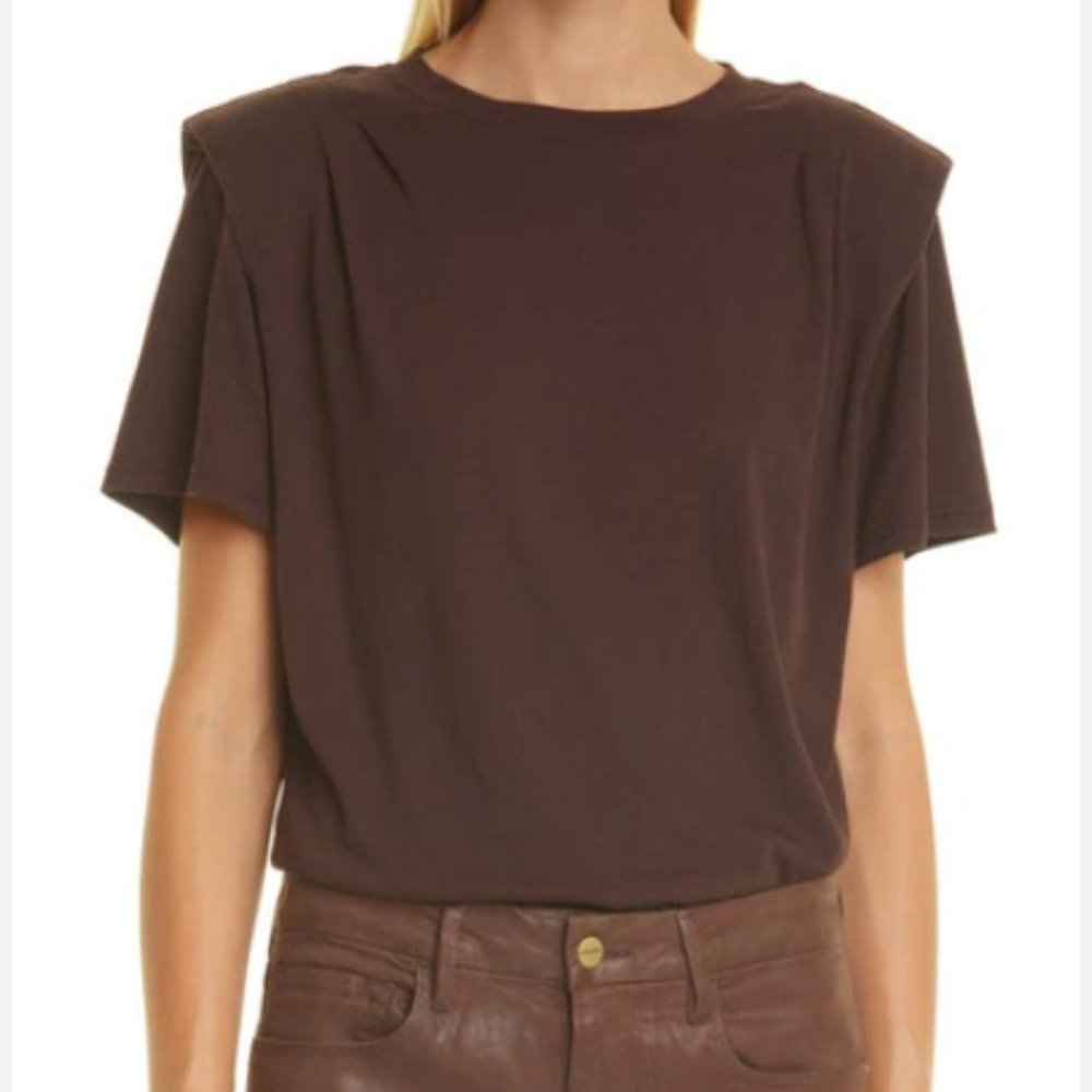 FRAME Padded Shoulder Cotton T-Shirt